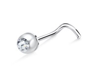 Stone Set Silver Curved Nose Stud NSKB-149jb